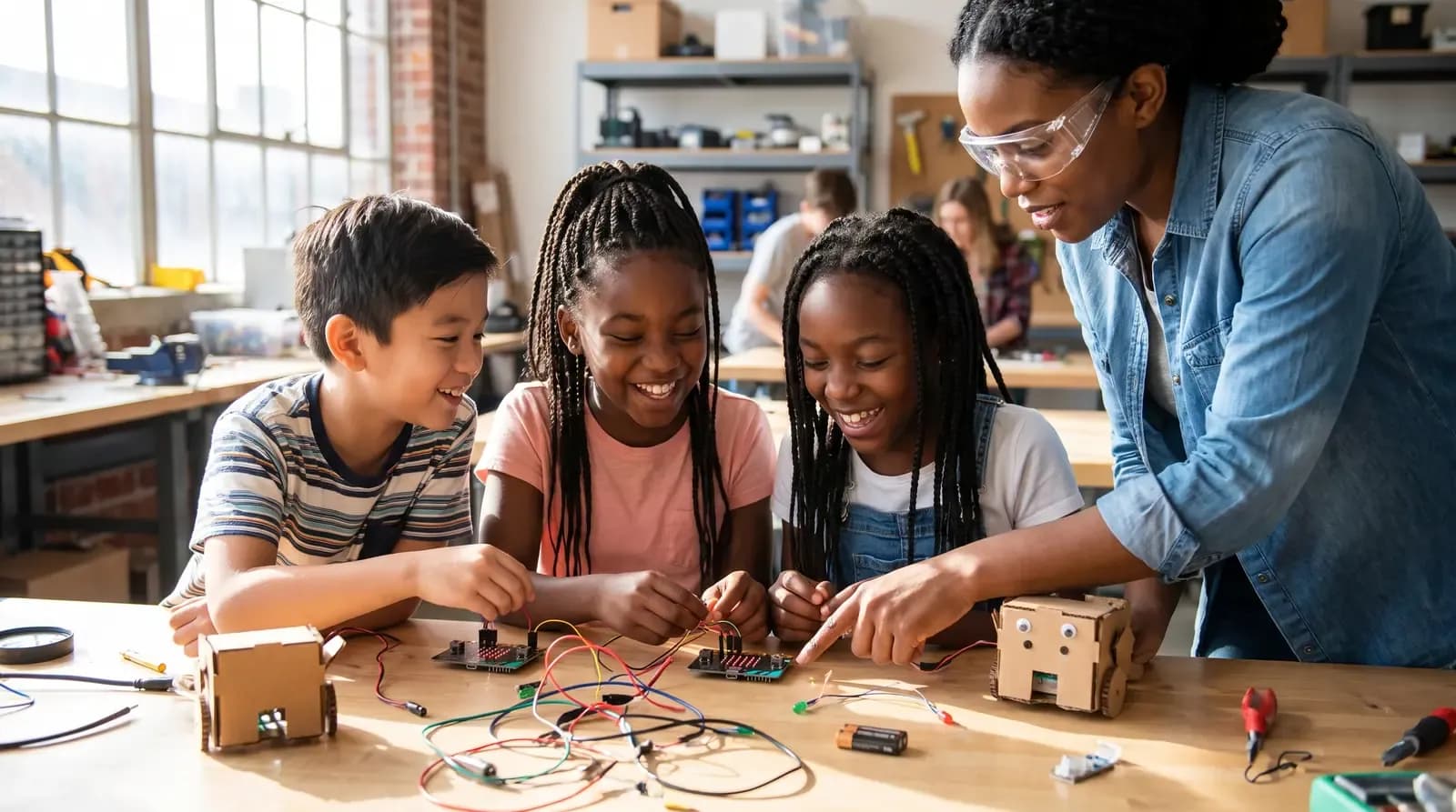 A student programming a micro:bit device